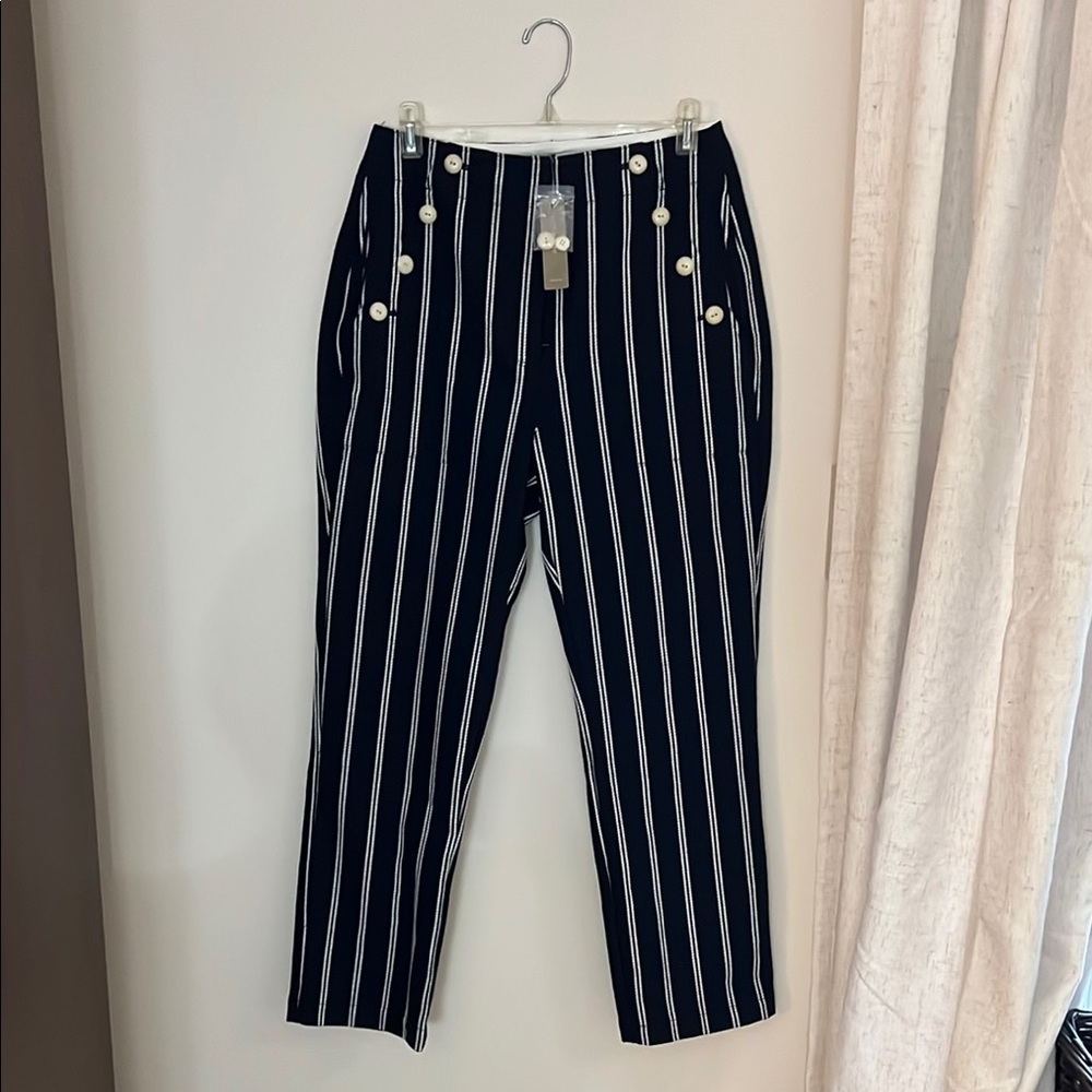 NWT J. Crew Navy and White Striped Pants